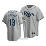 Camiseta Beisbol Hombre Tampa Bay Rays Manuel Margot Replica Road 2020 Gris