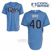 Camiseta Beisbol Hombre Tampa Bay Rays Wade Davis 40 Azul Alterno Cool Base