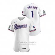 Camiseta Beisbol Hombre Texas Rangers Elvis Andrus Autentico 2020 Primera Blanco