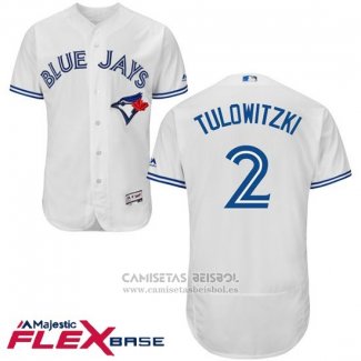 Camiseta Beisbol Hombre Toronto Blue Jays Troy Tulowitzk Blanco Flex Base