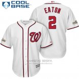 Camiseta Beisbol Hombre Washington Nationals 2017 Postemporada Adam Eaton Blanco Cool Base