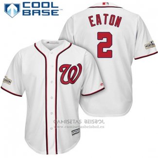 Camiseta Beisbol Hombre Washington Nationals 2017 Postemporada Adam Eaton Blanco Cool Base