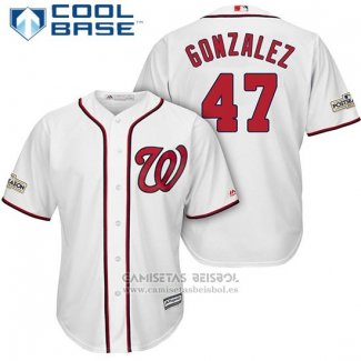 Camiseta Beisbol Hombre Washington Nationals 2017 Postemporada Gio Gonzalez Blanco Cool Base