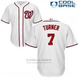 Camiseta Beisbol Hombre Washington Nationals 7 Trea Turner Blanco Cool Base