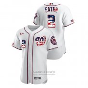 Camiseta Beisbol Hombre Washington Nationals Adam Eaton 2020 Stars & Stripes 4th of July Blanco