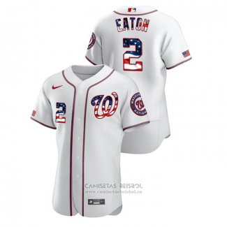 Camiseta Beisbol Hombre Washington Nationals Adam Eaton 2020 Stars & Stripes 4th of July Blanco