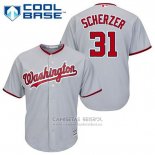 Camiseta Beisbol Hombre Washington Nationals Max Scherzer 31 Gris Cool Base