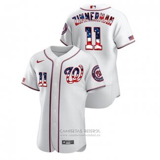 Camiseta Beisbol Hombre Washington Nationals Ryan Zimmerman 2020 Stars & Stripes 4th of July Blanco