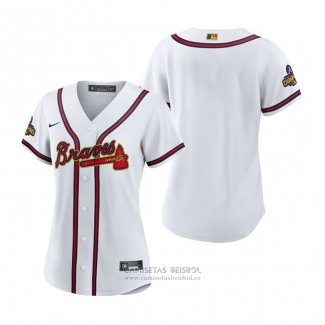 Camiseta Beisbol Mujer Atlanta Braves 2022 Gold Program Replica Blanco