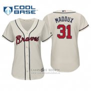 Camiseta Beisbol Mujer Atlanta Braves Greg Maddux Cool Base Alterno 2019 Crema