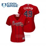 Camiseta Beisbol Mujer Atlanta Braves Julio Teheran Cool Base Alterno 2019 Rojo