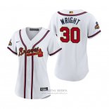 Camiseta Beisbol Mujer Atlanta Braves Kyle Wright 2022 Gold Program Replica Blanco