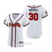 Camiseta Beisbol Mujer Atlanta Braves Kyle Wright 2022 Gold Program Replica Blanco