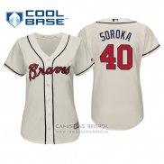 Camiseta Beisbol Mujer Atlanta Braves Mike Soroka Cool Base Alterno 2019 Crema