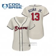 Camiseta Beisbol Mujer Atlanta Braves Ronald Acuna Jr. Cool Base Alterno 2019 Crema