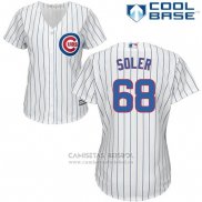 Camiseta Beisbol Mujer Chicago Cubs 68 Jorge Soler Cool Base Blanco