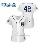 Camiseta Beisbol Mujer Detroit Tigers 2019 Jackie Robinson Day Cool Base Blanco