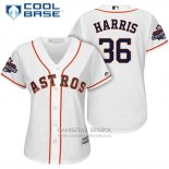 Camiseta Beisbol Mujer Houston Astros 2017 World Series Campeones Will Harris Blanco Cool Base