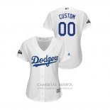 Camiseta Beisbol Mujer Los Angeles Dodgers Personalizada 2019 Postemporada Cool Base Blanco