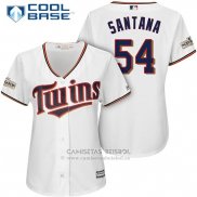 Camiseta Beisbol Mujer Minnesota Twins 2017 Postemporada Ervin Santana Blanco Cool Base