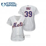 Camiseta Beisbol Mujer New York Mets Edwin Diaz Cool Base Primera Blanco