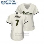 Camiseta Beisbol Mujer Philadelphia Phillies Maikel Franco 2018 Dia de los Caidos Cool Base Crema