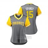 Camiseta Beisbol Mujer San Diego Padres Cory Spangenberg 2018 LLWS Players Weekend Spangy Gris