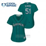 Camiseta Beisbol Mujer Seattle Mariners Ichiro Suzuki Cool Base Verde