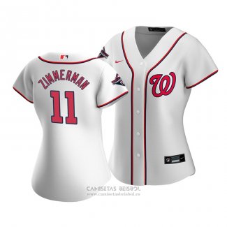 Camiseta Beisbol Mujer Washington Nationals Ryan Zimmerman Primera Replica Blanco