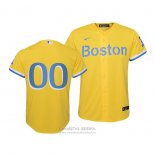 Camiseta Beisbol Nino Boston Red Sox Personalizada 2021 City Connect Replica Oro