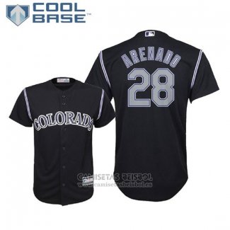 Camiseta Beisbol Nino Rockies Nolan Arenado Cool Base Alterno Replica Negro
