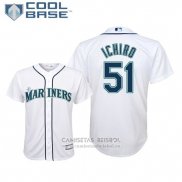 Camiseta Beisbol Nino Seattle Mariners Ichiro Suzuki Cool Base Primera Replica Blanco