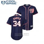 Camiseta Beisbol Nino Washington Nationals Bryce Harper Cool Base Alterno Replica Azul