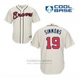 Camiseta Beisbol Hombre Atlanta Braves 19 Andrelton Simmons Crema Alterno Cool Base