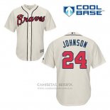 Camiseta Beisbol Hombre Atlanta Braves 24 Kelly Johnson Crema Alterno Cool Base
