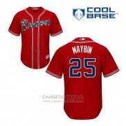 Camiseta Beisbol Hombre Atlanta Braves 25 Cameron Maybin Rojo Alterno Cool Base