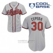 Camiseta Beisbol Hombre Atlanta Braves 30 Orlando Cepeda Gris Cool Base