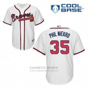 Camiseta Beisbol Hombre Atlanta Braves 35 Phil Niekro Blanco Primera Cool Base