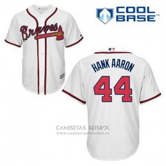 Camiseta Beisbol Hombre Atlanta Braves 44 Hank Aaron Blanco Primera Cool Base