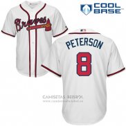 Camiseta Beisbol Hombre Atlanta Braves 8 Jace Peterson Blanco Autentico Collection Cool Base