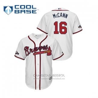 Camiseta Beisbol Hombre Atlanta Braves Brian Mccann 2019 Postemporada Cool Base Blanco