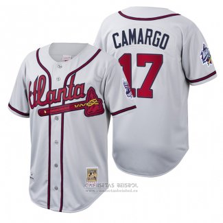 Camiseta Beisbol Hombre Atlanta Braves Johan Camargo Cooperstown Collection Autentico Blanco