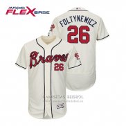 Camiseta Beisbol Hombre Atlanta Braves Mike Foltynewicz Flex Base Autentico Collezione Alterno 2019 Crema