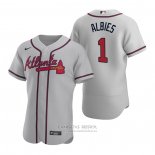 Camiseta Beisbol Hombre Atlanta Braves Ozzie Albies Autentico 2020 Road Gris