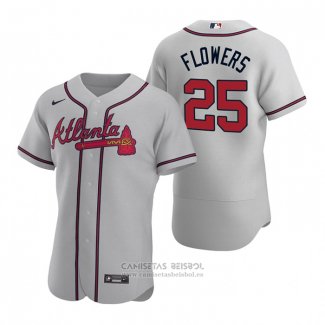 Camiseta Beisbol Hombre Atlanta Braves Tyler Flowers Autentico 2020 Road Gris