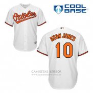 Camiseta Beisbol Hombre Baltimore Orioles 10 Adam Jones Blanco Primera Cool Base