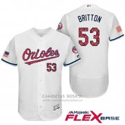 Camiseta Beisbol Hombre Baltimore Orioles 2017 Estrellas Y Rayas 53 Zach Britton Blanco Flex Base