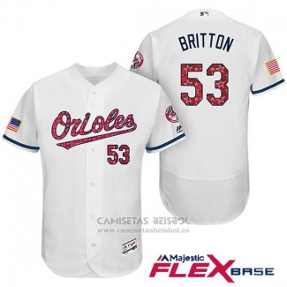 Camiseta Beisbol Hombre Baltimore Orioles 2017 Estrellas Y Rayas 53 Zach Britton Blanco Flex Base