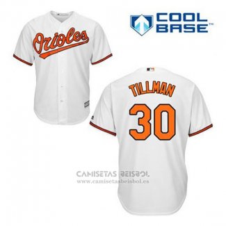 Camiseta Beisbol Hombre Baltimore Orioles 30 Chris Tillman Blanco Primera Cool Base