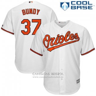 Camiseta Beisbol Hombre Baltimore Orioles 37 Dylan Bundy Blanco Cool Base